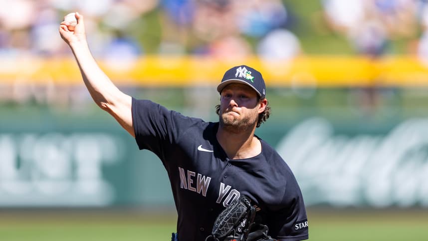 Gerrit Cole delivers a pitch for the Yankees in spring training