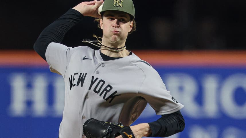 Cam Schlittler delivering a pitch for the Yankees