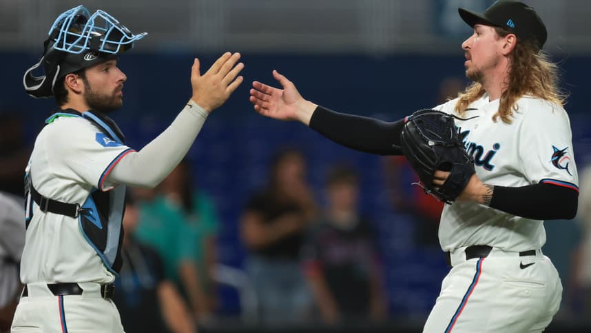 Lake Bachar delivers a pitch for the Marlins against Atlanta