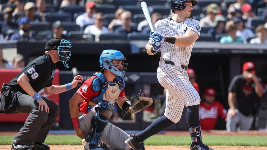 Ben Rice hitting for the Yankees at Yankee Stadium