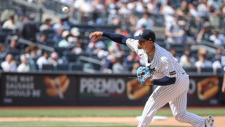 Fernando Cruz pitches for the Yankees against Boston