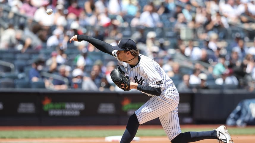 Cam Schlittler delivering a pitch for the Yankees
