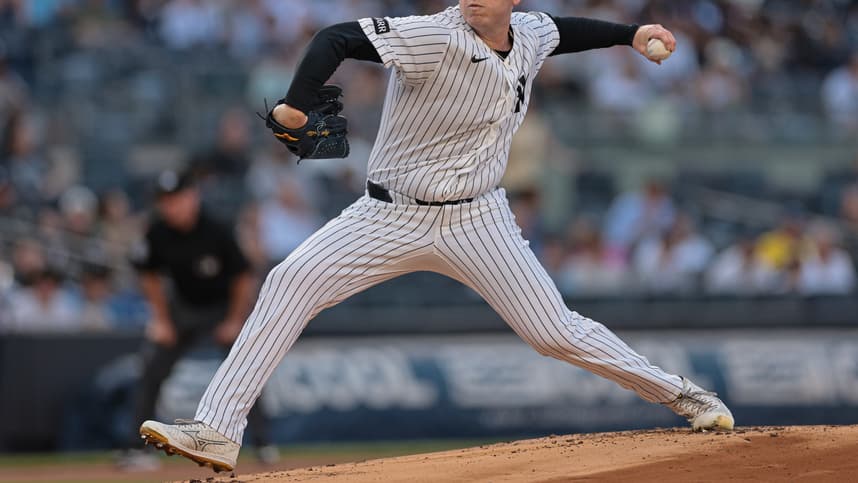 Ryan Weathers delivering a pitch for the Yankees