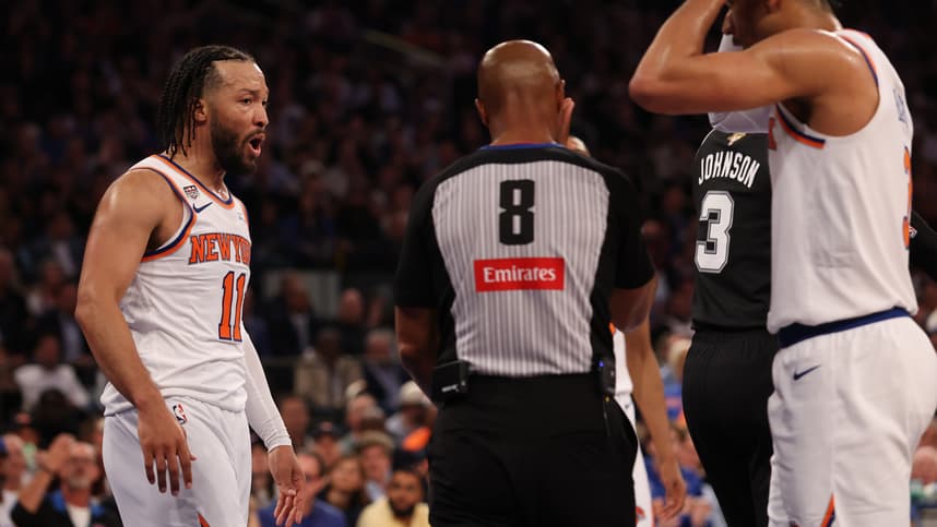 Jalen Brunson celebrating during the NBA Finals