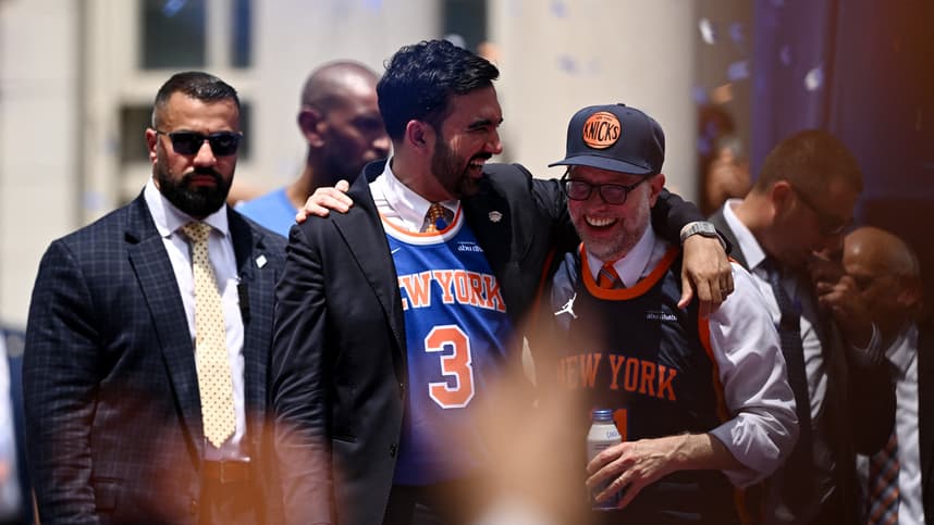 Leon Rose during the Knicks championship celebration