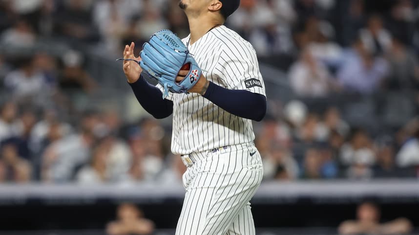 Fernando Cruz reacting after an inning for the Yankees