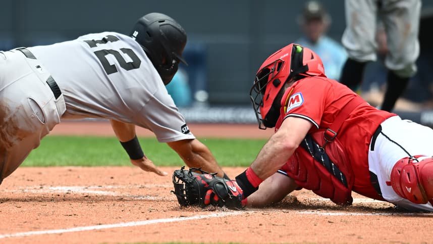 Trent Grisham running the bases for the Yankees