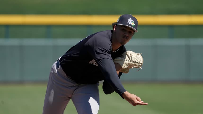 Carlos Lagrange throws for the Yankees during spring training