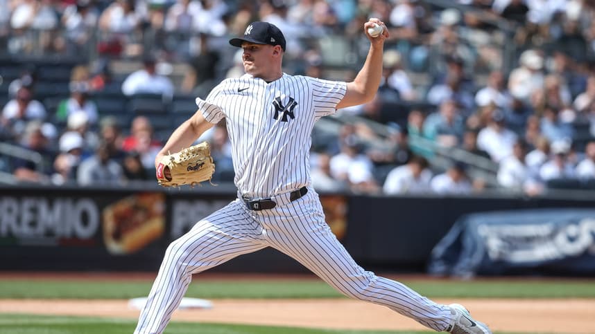 Brent Headrick pitching for the Yankees