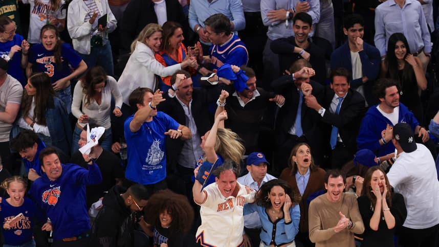 Knicks fans react inside Madison Square Garden during the playoffs