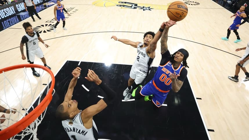 Jordan Clarkson attacking the rim for the Knicks in the NBA Finals