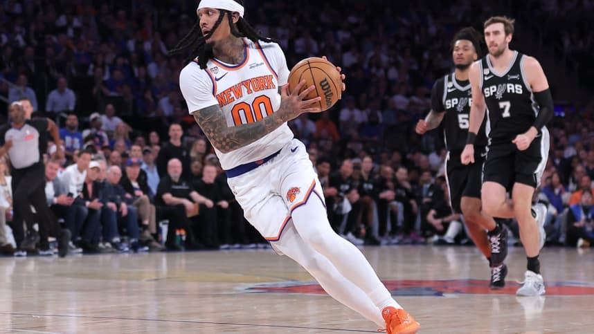 Jordan Clarkson handling the ball for the Knicks during the NBA Finals