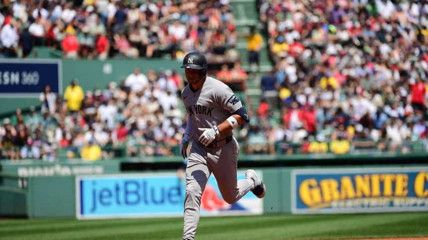 Max Schuemann rounding the bases after a Yankees home run at Fenway Park