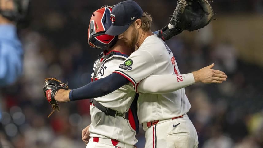 Ryan Jeffers celebrating after a Twins win as a Yankees trade idea