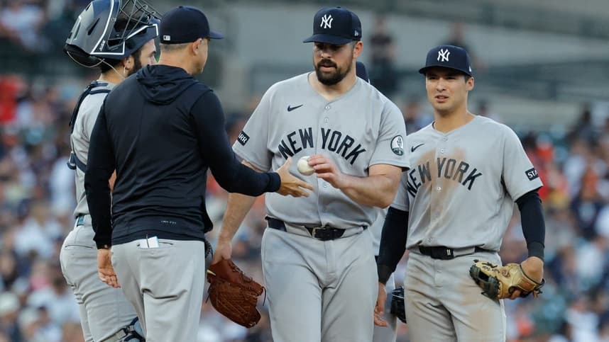Carlos Rodon leaving the mound for the Yankees