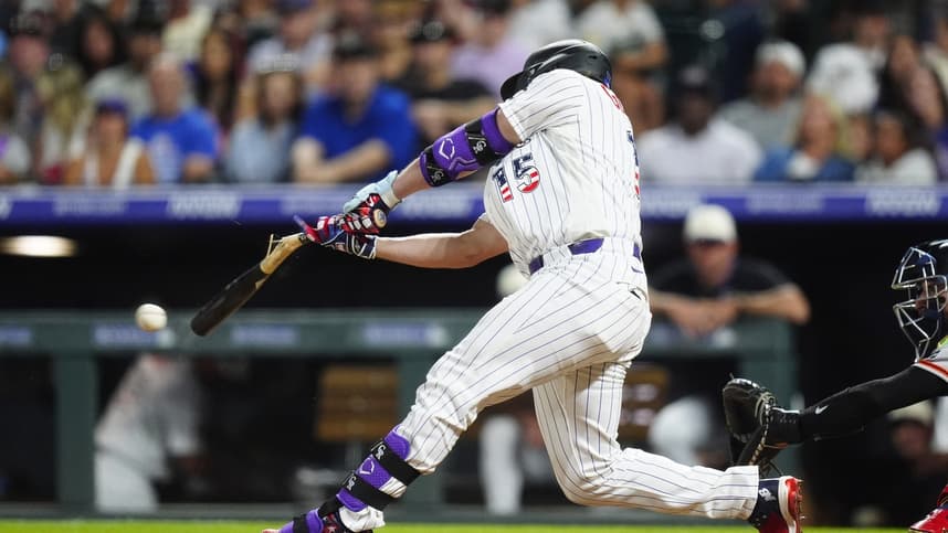 Hunter Goodman singles during a game as a Yankees trade concept