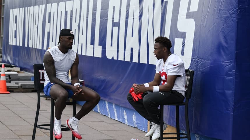 Malachi Fields talks after Giants rookie minicamp