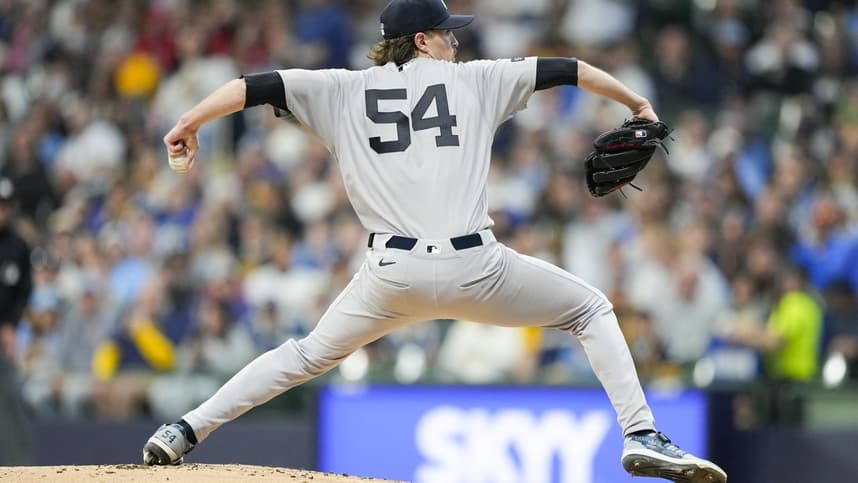 Max Fried pitching for the Yankees in Milwaukee