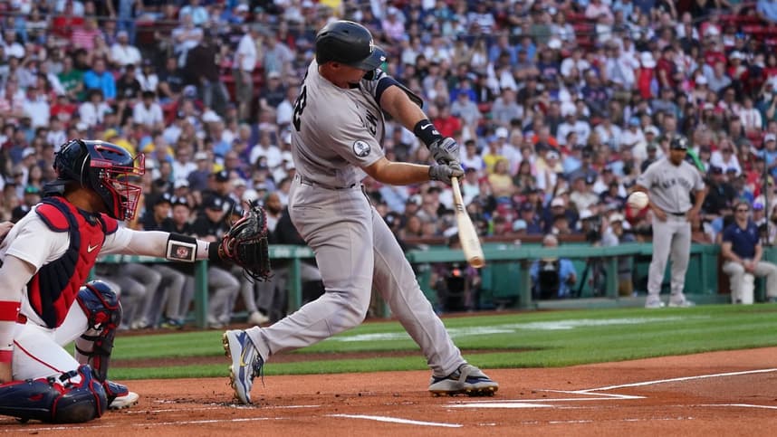Paul Goldschmidt batting for the Yankees at Fenway Park