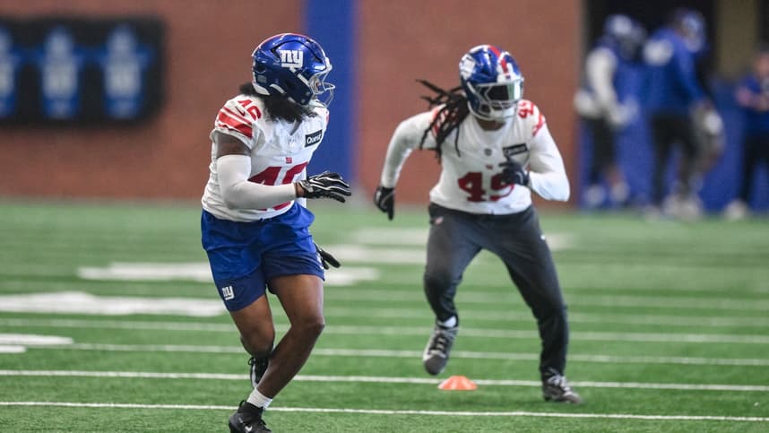 Tremaine Edmunds and Zaire Barnes during Giants OTA work