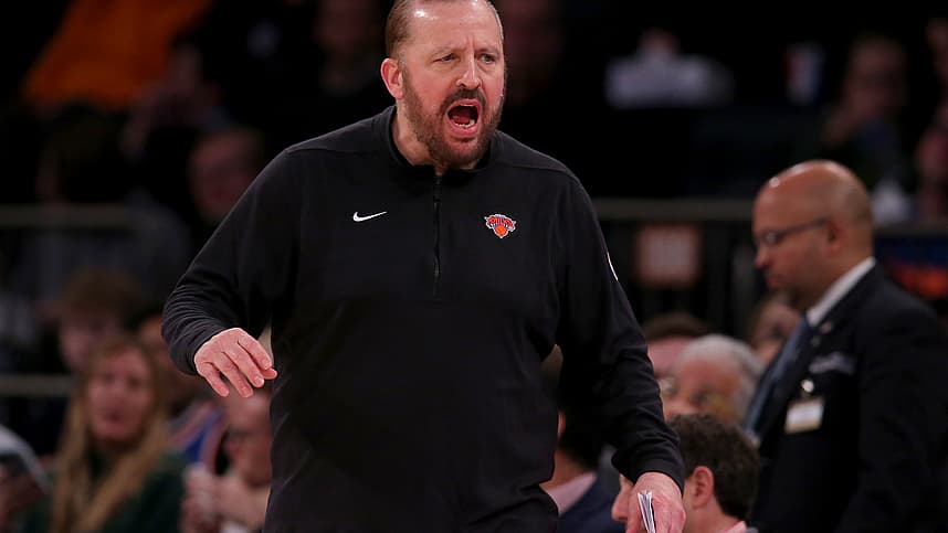 New York Knicks head coach Tom Thibodeau coaches against the Cleveland Cavaliers during the third quarter at Madison Square Garden