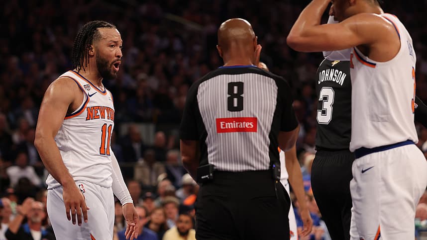 Jalen Brunson celebrating during the NBA Finals