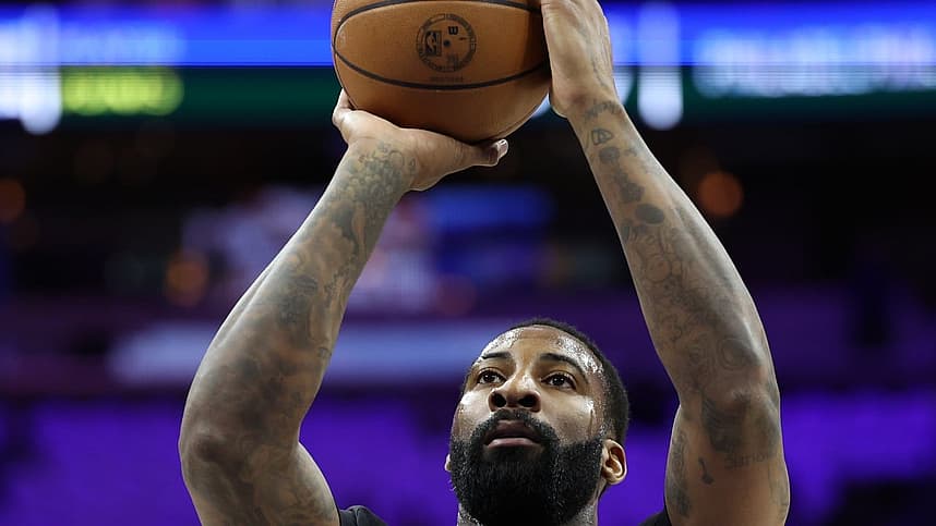 Andre Drummond warming up before a playoff game against the Knicks