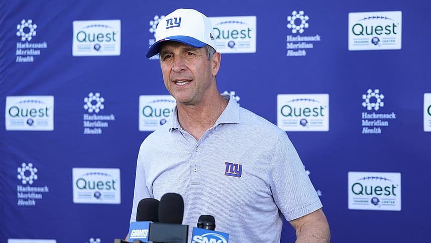 John Harbaugh answers questions after Giants minicamp