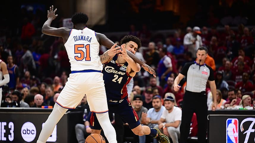 Mohamed Diawara defending during a Knicks playoff game