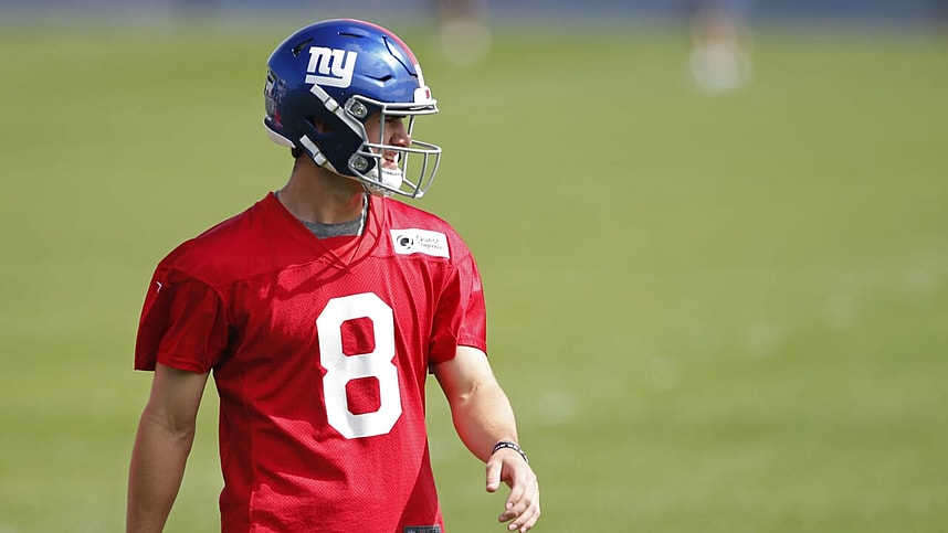 New York Giants rookie quarterback, Daniel Jones during voluntary OTAs.