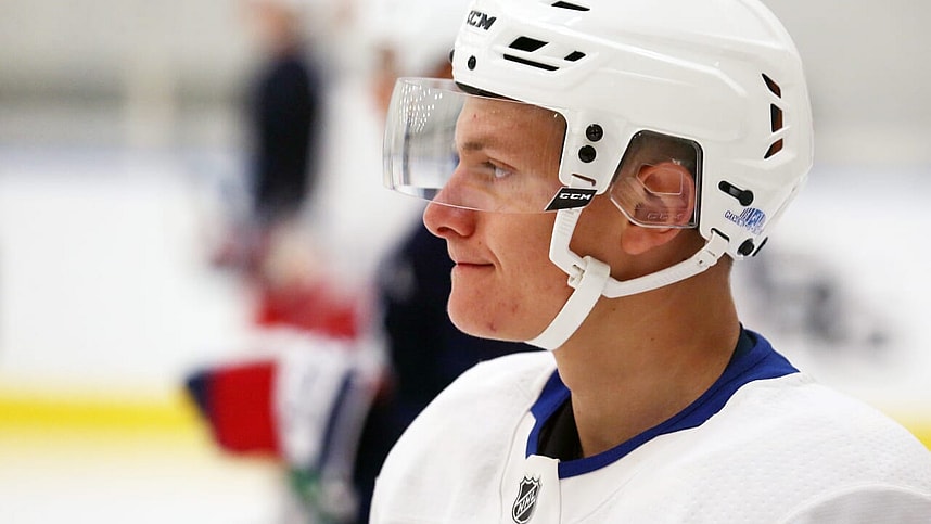 Rangers Adam Sykora, a 17-year old forward from Finland, works out during the Rangers Prospect Development Camp at the Rangers Training facility in Greenburgh July 12, 2022.