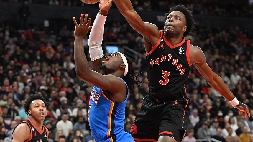 NBA: Oklahoma City Thunder at Toronto Raptors, knicks, og anunoby