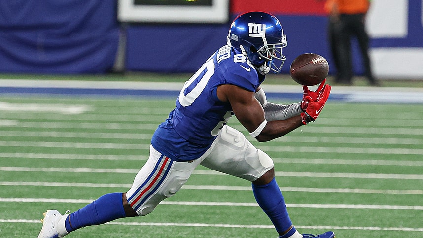 New York Giants wide receiver Jamison Crowder (80) catches the ball during the second half against the Carolina Panthers at MetLife Stadium