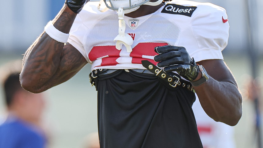 New York Giants cornerback Deonte Banks (36) during training camp at the Quest Diagnostics Training Facility