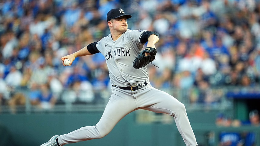 mlb: new york yankees at kansas city royals, clarke schmidt