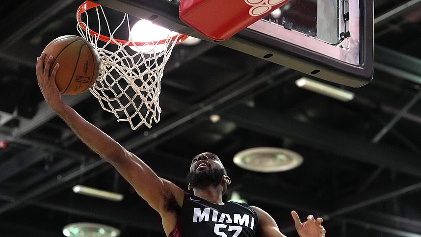 Miami Heat forward Aaron Wheeler (New York Knicks) (57) shoots against the Los Angeles Clippers during an NBA Summer League game at Cox Pavillion