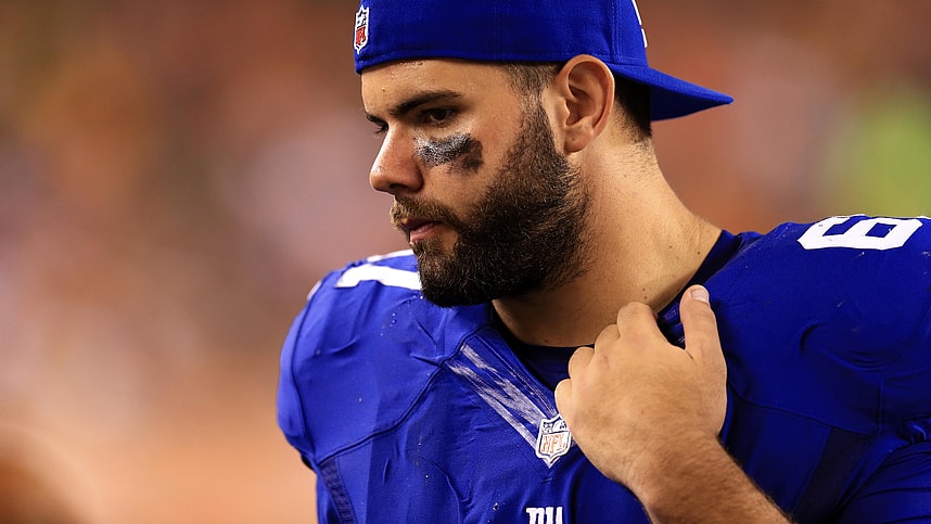 New York Giants tackle Justin Pugh (67) in a preseason NFL football game against the Cincinnati Bengals at Paul Brown Stadium