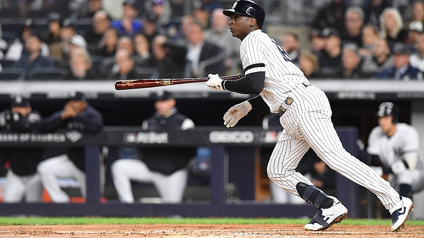 Yankees #18 Didi Gregorius gets a hit in the second inning