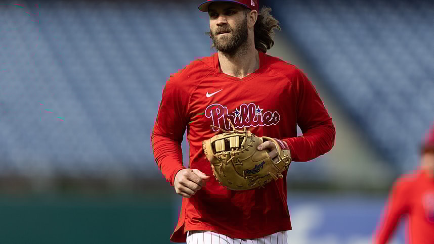mlb: nlcs-philadelphia phillies workouts, yankees, bryce harper