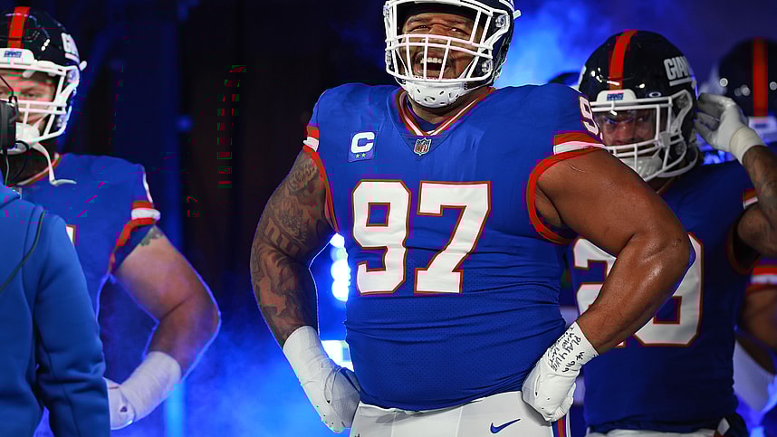 New York Giants defensive tackle Dexter Lawrence II (97) looks on before the game against the Green Bay Packers at MetLife Stadium