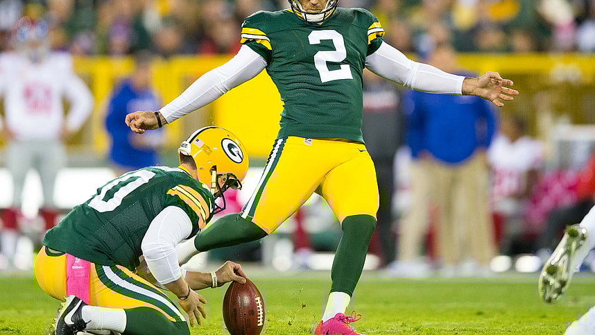 Green Bay Packers kicker Mason Crosby (2) during the game against the New York Giants at Lambeau Field