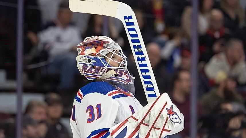 New York Rangers  goalie Igor Shesterkin (31) gets focussed in the first period against the Ottawa Senators at the Canadian Tire Centre