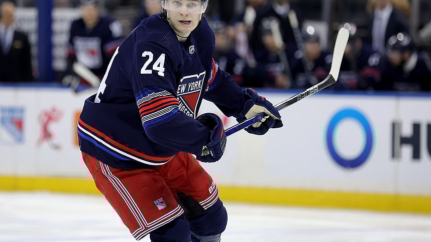 New York Rangers right wing Kaapo Kakko (24) skates against the Washington Capitals during the third period at Madison Square Garden