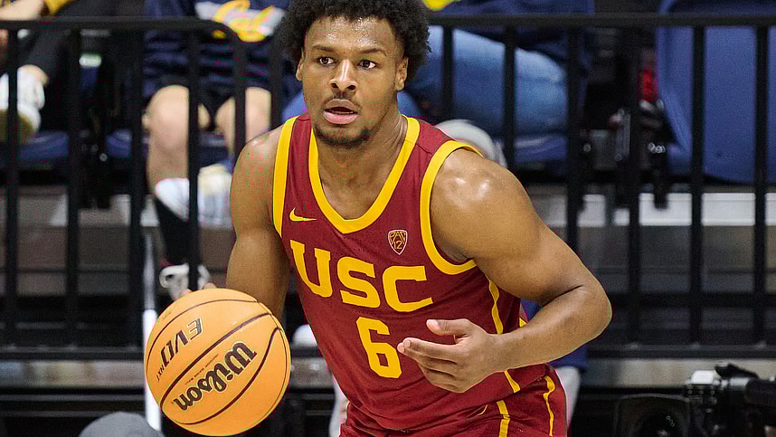 USC Trojans guard Bronny James (6), Knicks