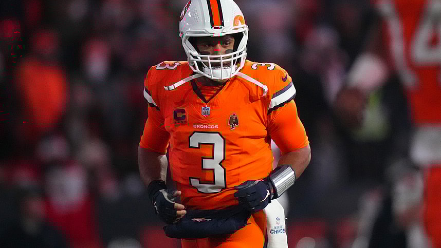 Denver Broncos quarterback Russell Wilson (3) (New York Giants free agency target) before the game against the New England Patriots at Empower Field at Mile High.