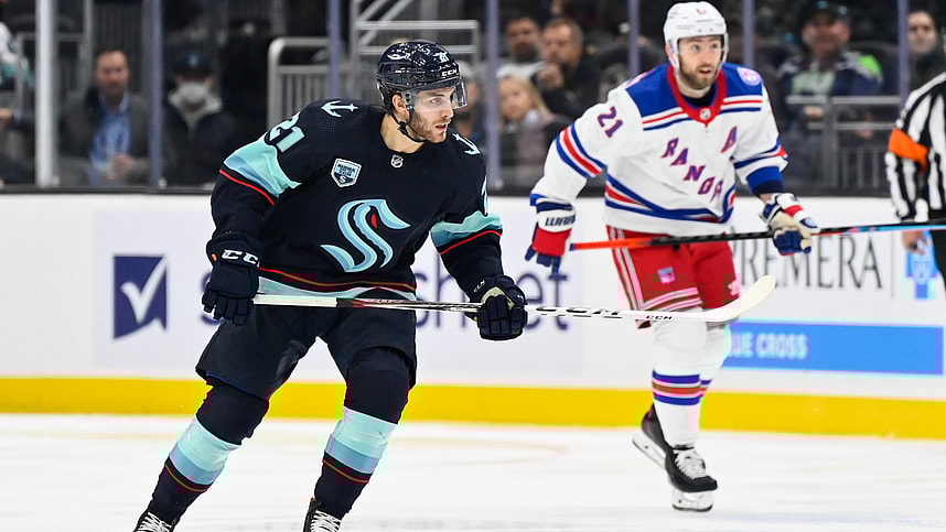 Seattle Kraken center Alex Wennberg (21) during the game between the Seattle Kraken and the New York Rangers at Climate Pledge Arena
