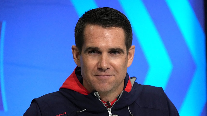 Feb 27, 2024; Indianapolis, IN, USA; New York Giants general manager Joe Schoen speaks during a press conference during the NFL Scouting Combine at Indiana Convention Center. Mandatory Credit: Kirby Lee-USA TODAY Sports