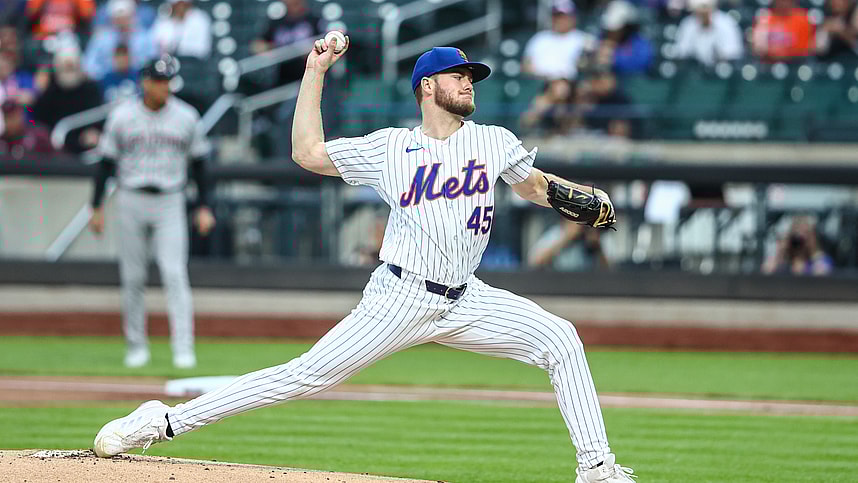 May 30, 2024; New York City, New York, USA; New York Mets starting pitcher Christian Scott (45) pitches in the first inning against the Arizona Diamondbacks at Citi Field. Mandatory Credit: Wendell Cruz-USA TODAY Sports