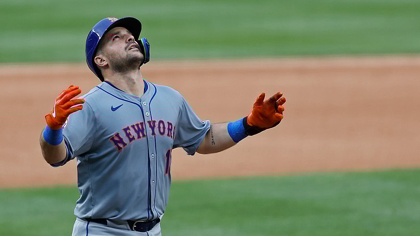 Jun 5, 2024; Washington, District of Columbia, USA;New York Mets catcher Luis Torrens (13) celebrates while rounding the bases after hitting a solo home run against the Washington Nationals during the sixth inning  at Nationals Park. Mandatory Credit: Geoff Burke-USA TODAY Sports