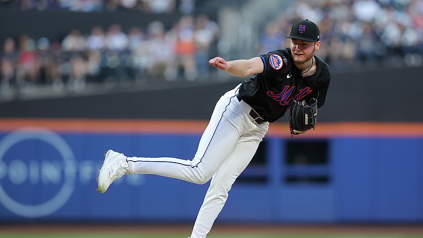 May 24, 2024; New York City, New York, USA; New York Mets starting pitcher Christian Scott (45) follows through on a pitch against the San Francisco Giants during the second inning at Citi Field. Mandatory Credit: Brad Penner-USA TODAY Sports